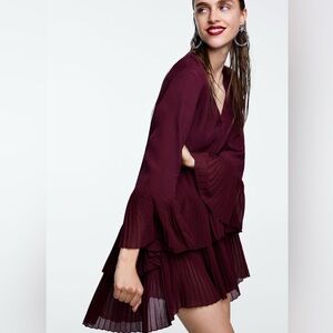 Zara burgundy High Low Dress top